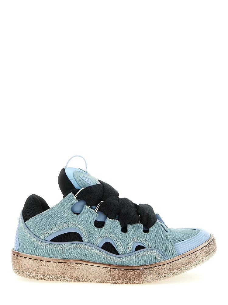 Blue Cotton Athletic Sneakers