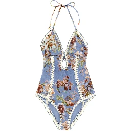 Blue Polyamide One-Piece Swimsuit