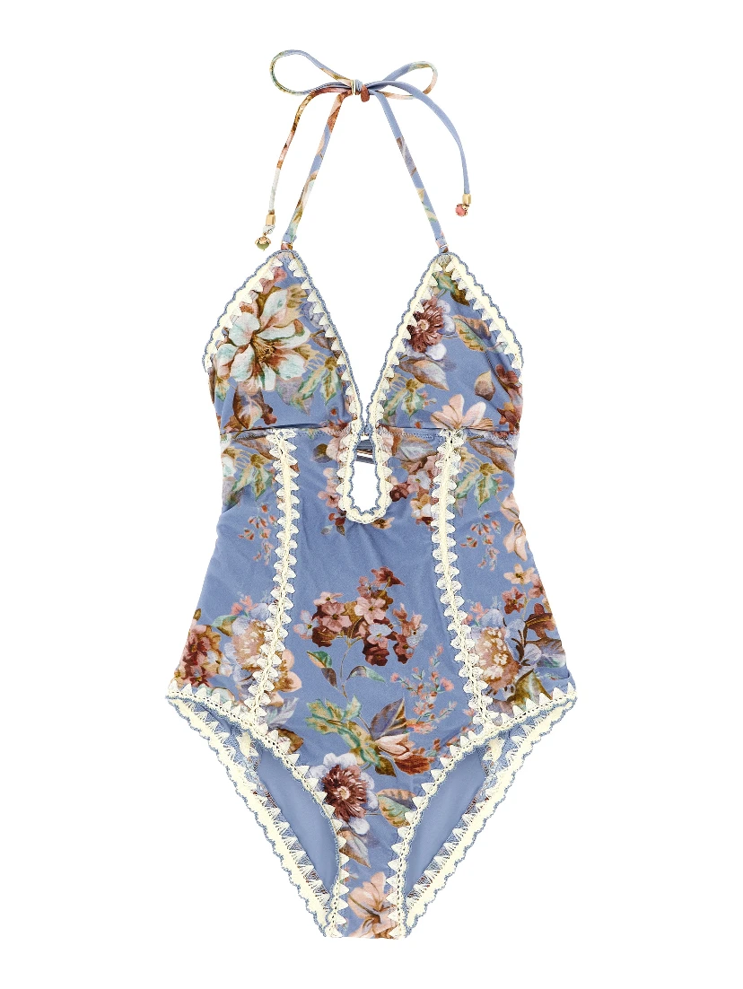 Blue Polyamide One-Piece Swimsuit