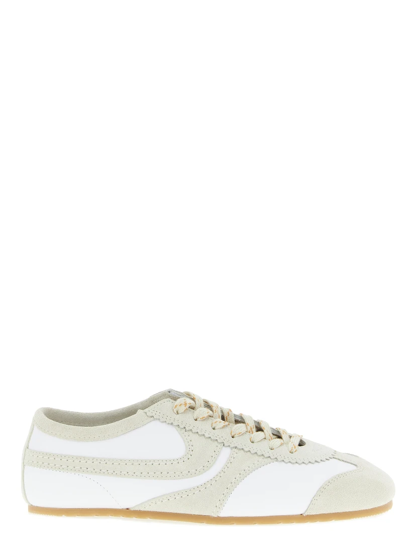 Beige Cowhide Low Top Sneakers