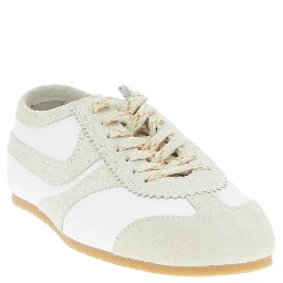 Beige Cowhide Low Top Sneakers