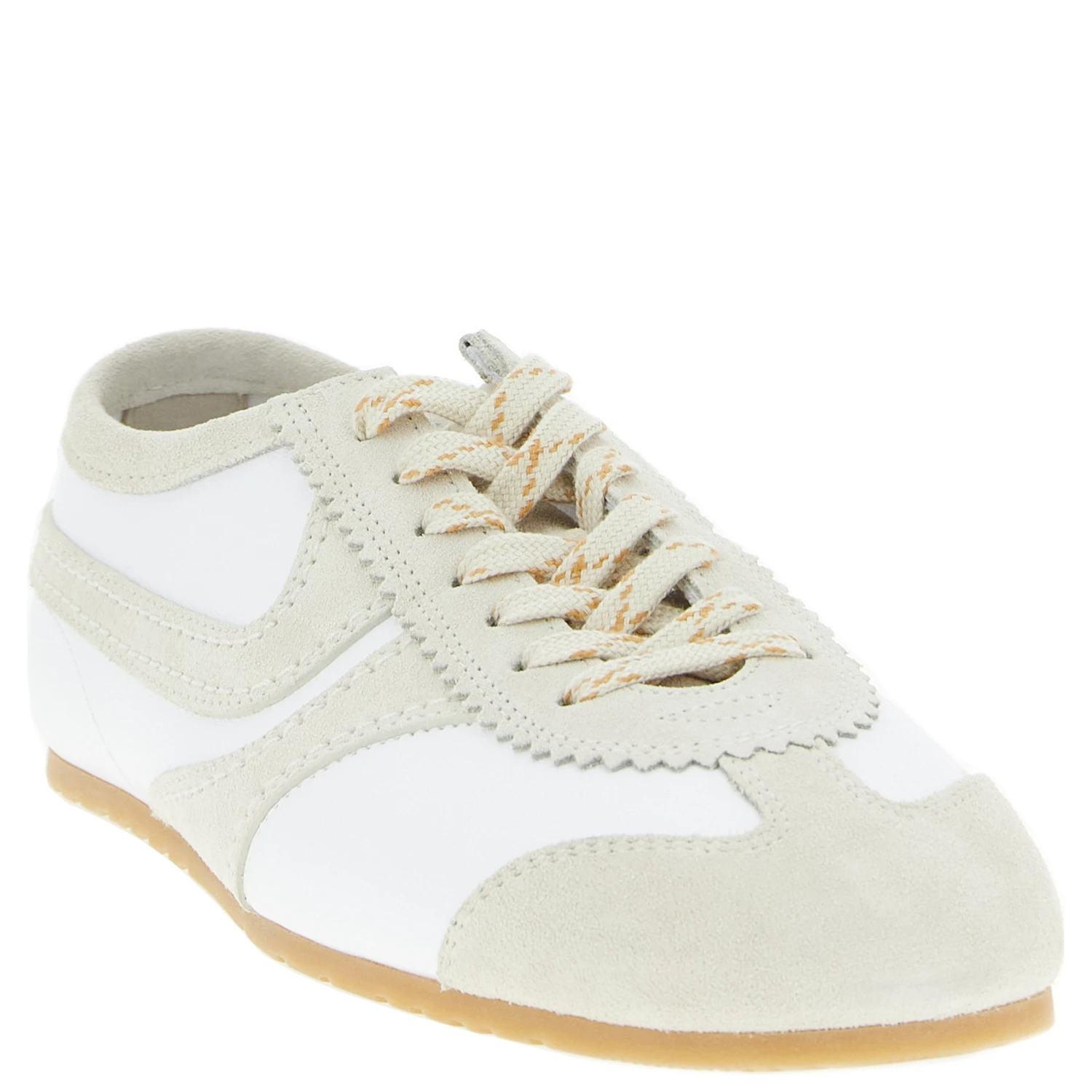 Beige Cowhide Low Top Sneakers