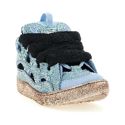 Blue Cotton Athletic Sneakers