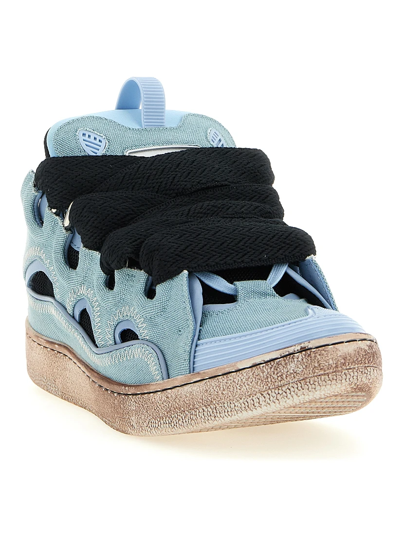 Blue Cotton Athletic Sneakers
