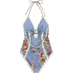 Blue Polyamide One-Piece Swimsuit