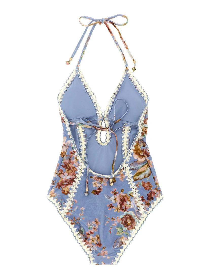 Blue Polyamide One-Piece Swimsuit