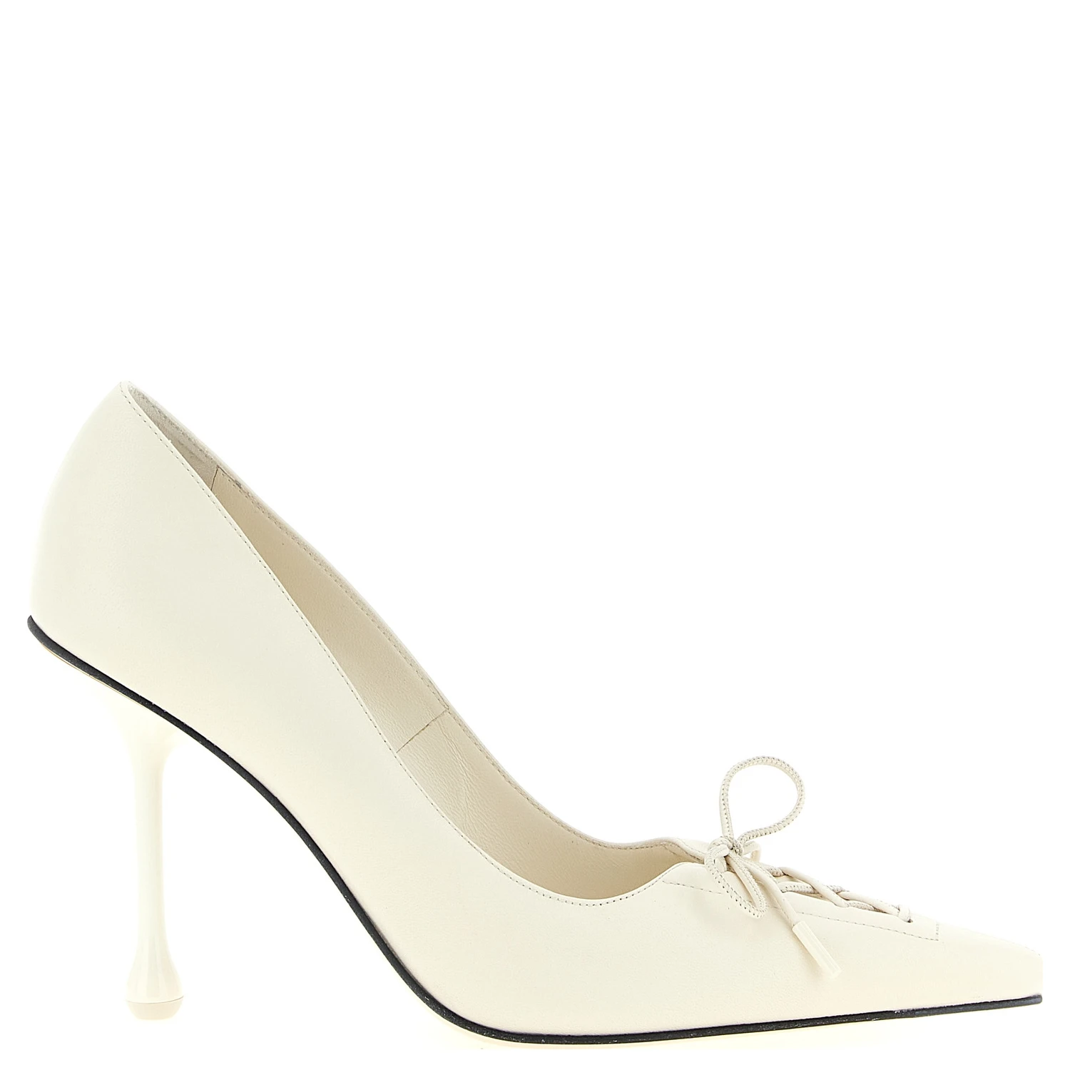 White Leather High Heel Pumps