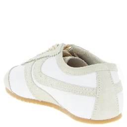 Beige Cowhide Low Top Sneakers