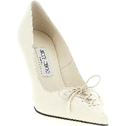 White Leather High Heel Pumps