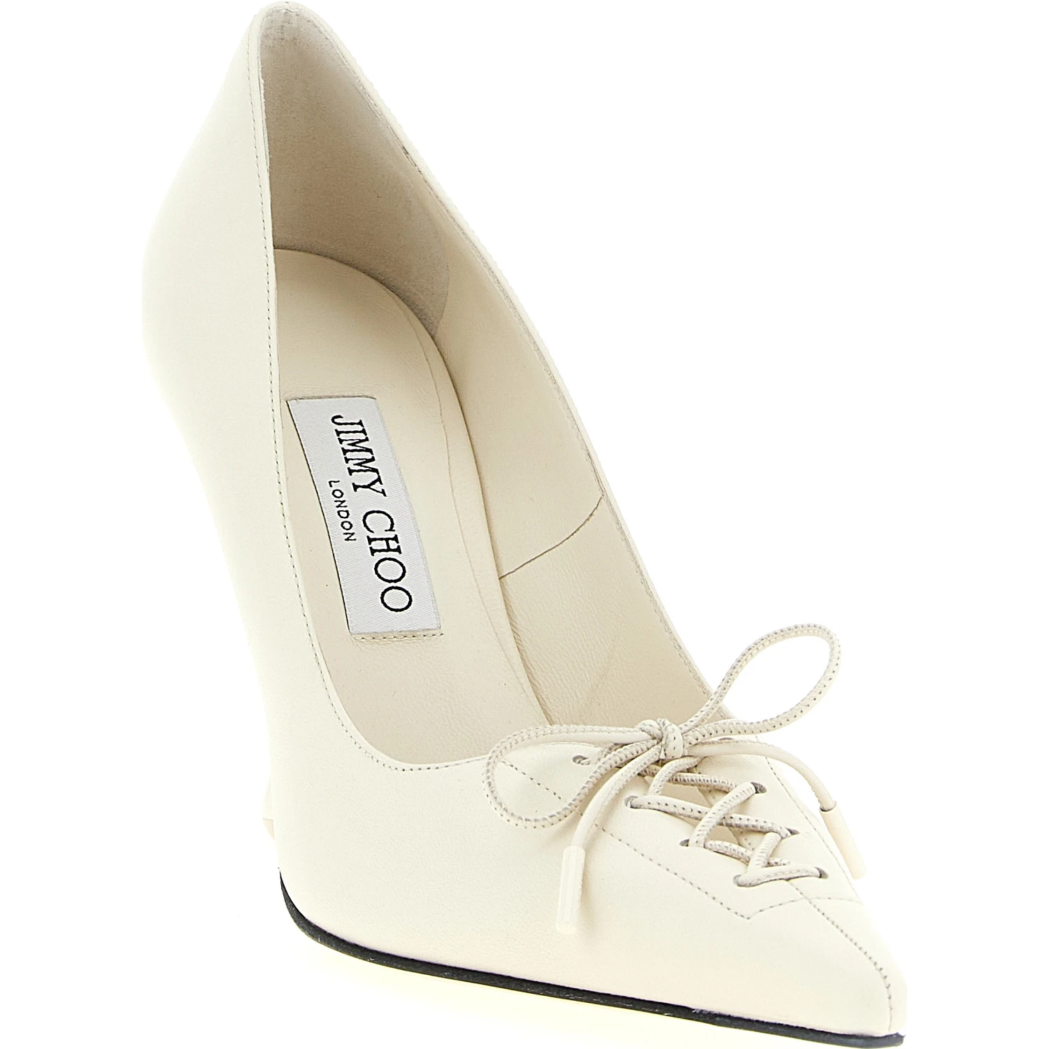 White Leather High Heel Pumps
