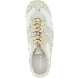 Beige Cowhide Low Top Sneakers