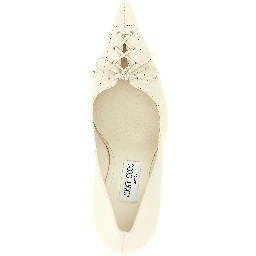 White Leather High Heel Pumps
