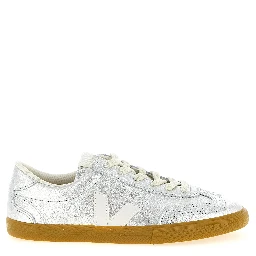 Silver Genuine Leather Sneakers