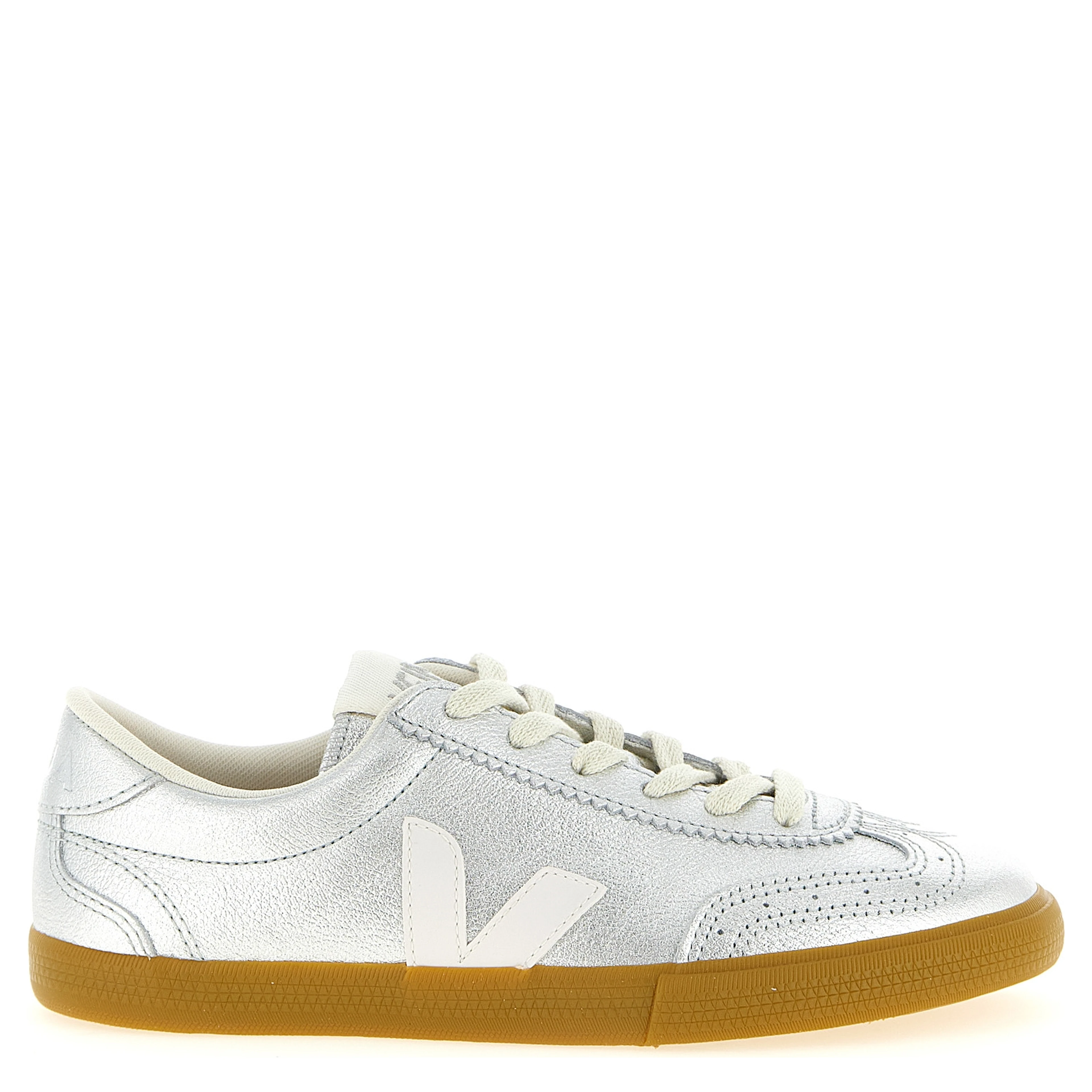 Silver Genuine Leather Sneakers