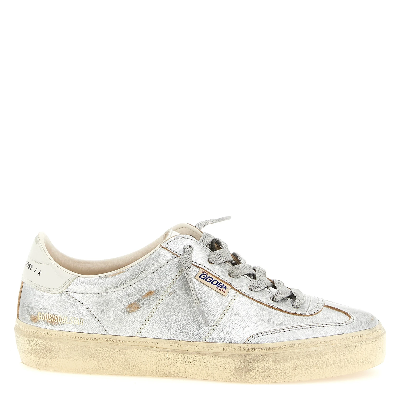 Silver Cowhide Low Top Sneakers