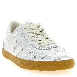 Silver Genuine Leather Sneakers