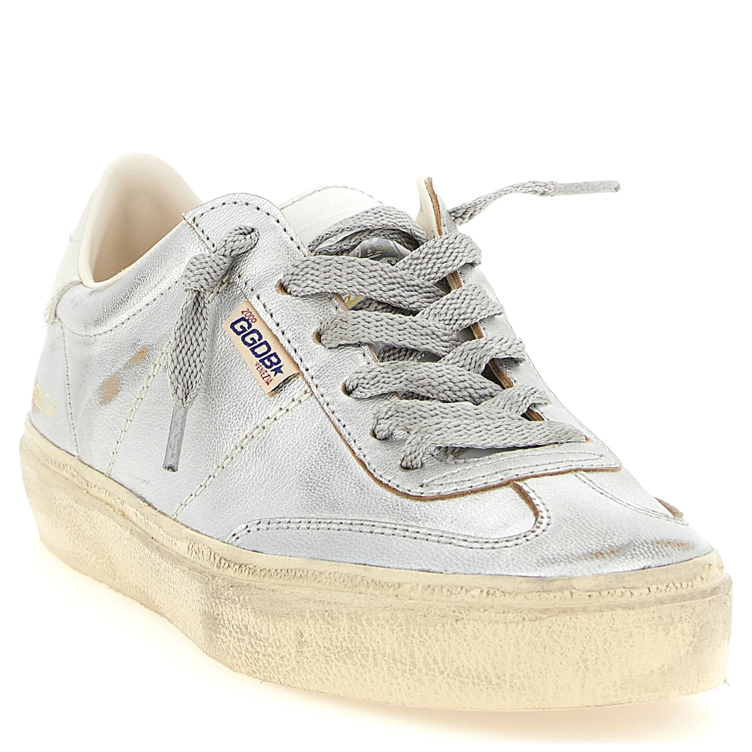 Silver Cowhide Low Top Sneakers