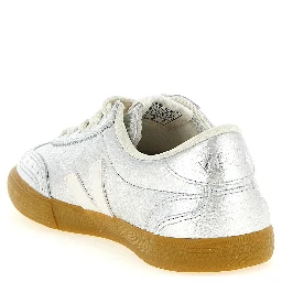 Silver Genuine Leather Sneakers
