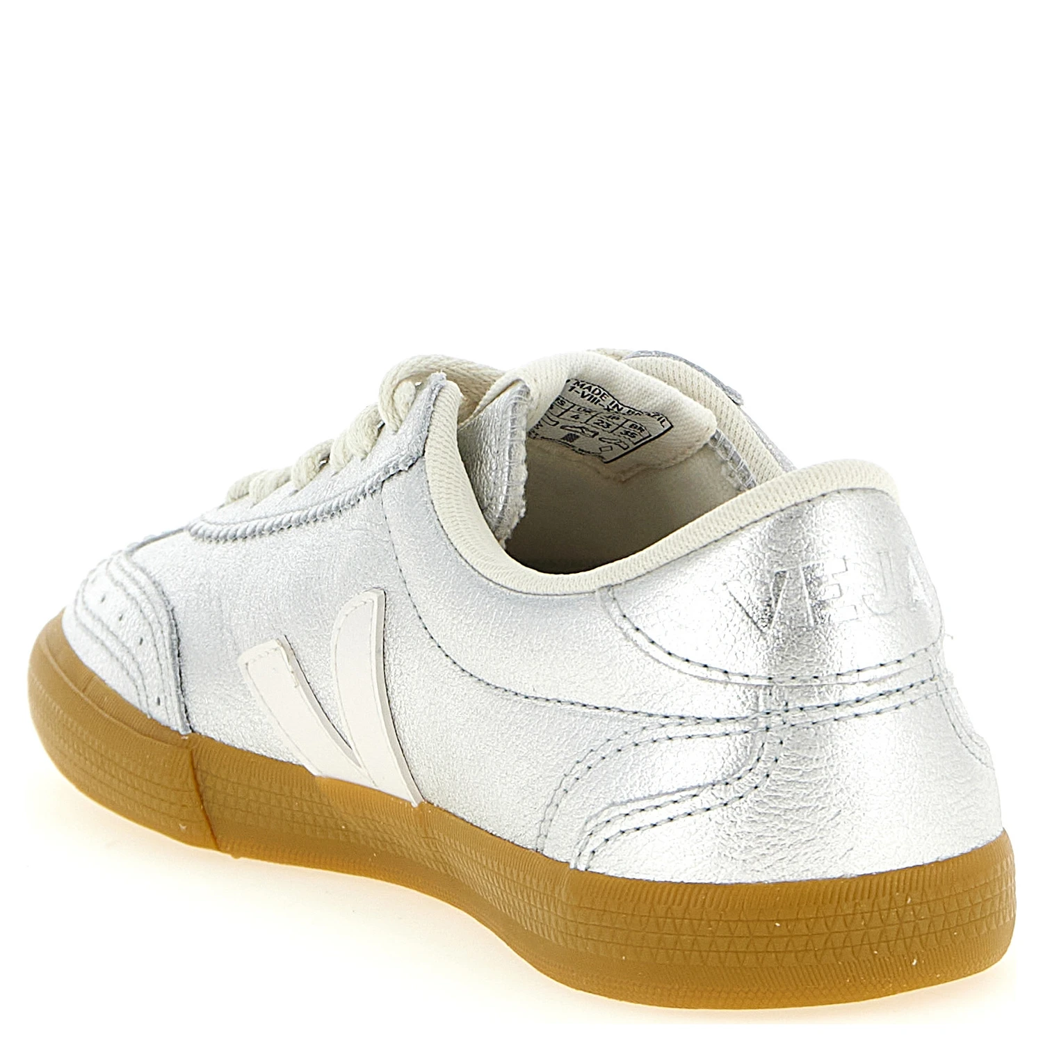 Silver Genuine Leather Sneakers