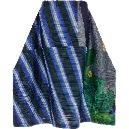 Blue Polyester Midi Skirt