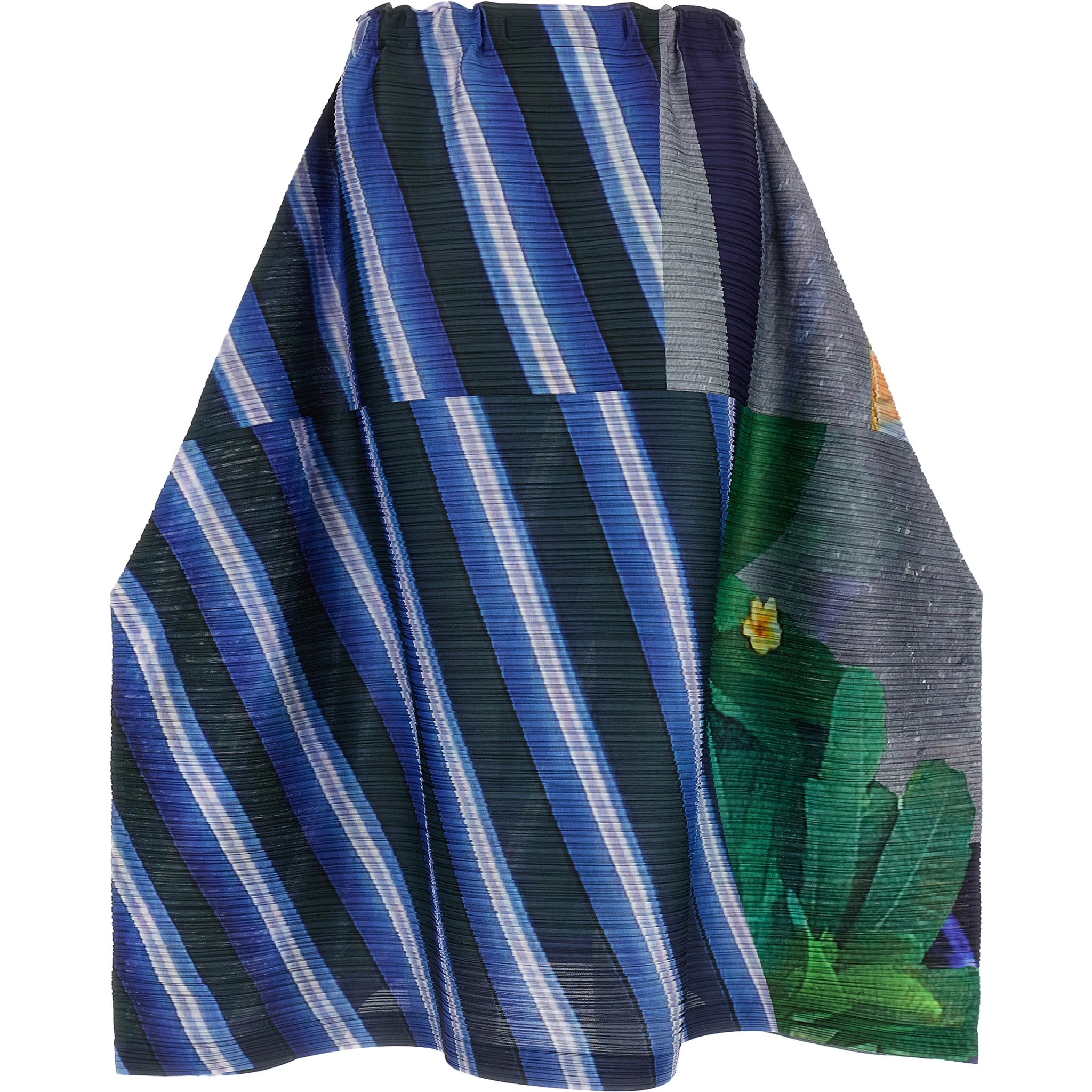 Blue Polyester Midi Skirt