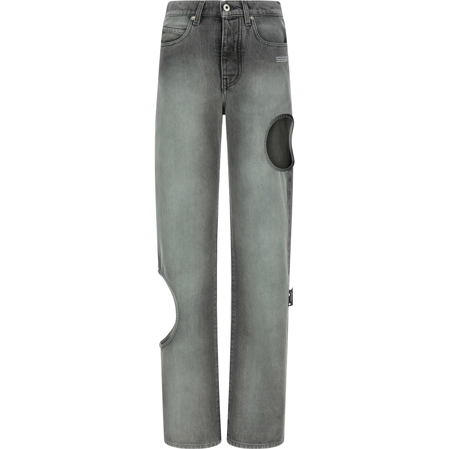Gray Cotton Straight-Leg Jeans