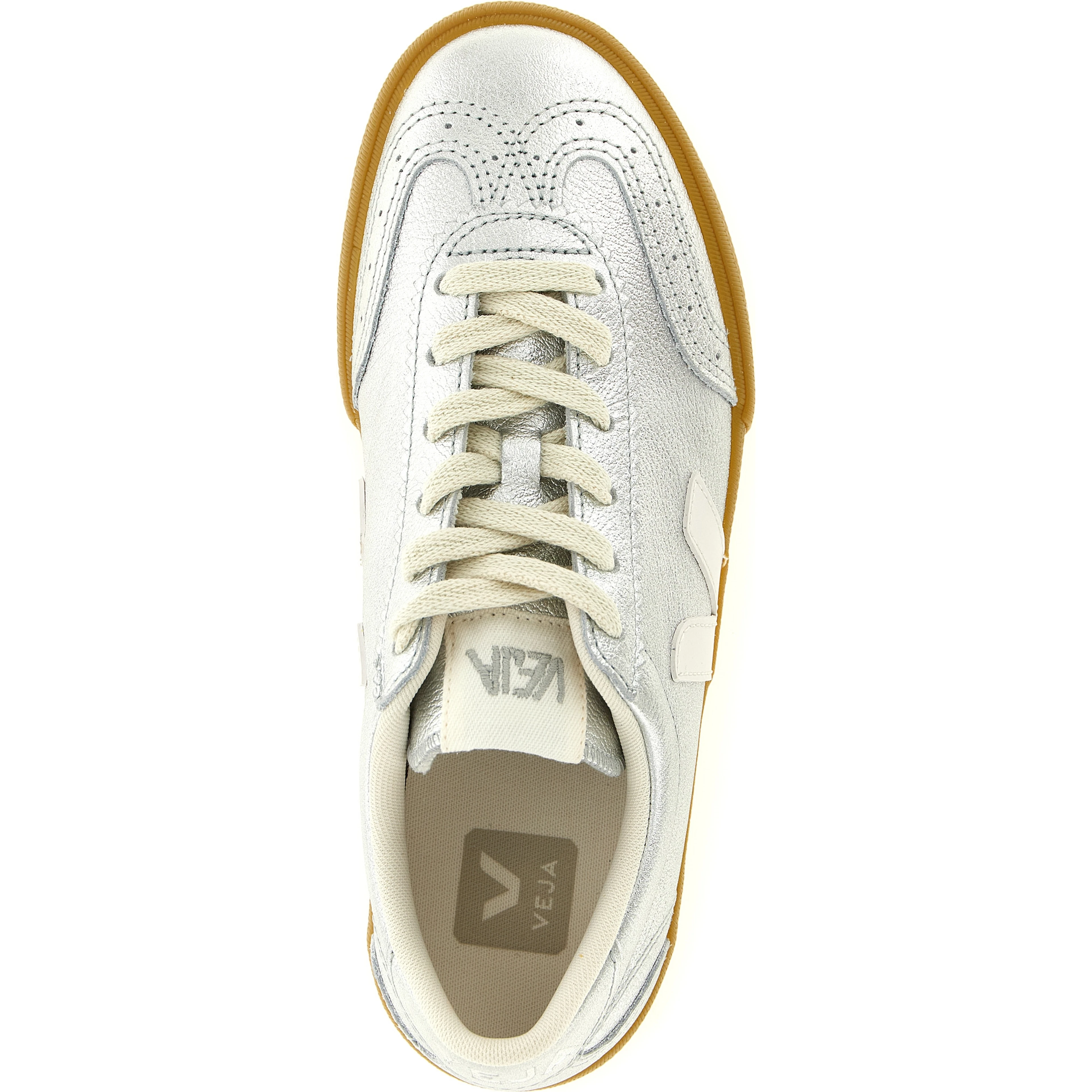 Silver Genuine Leather Sneakers