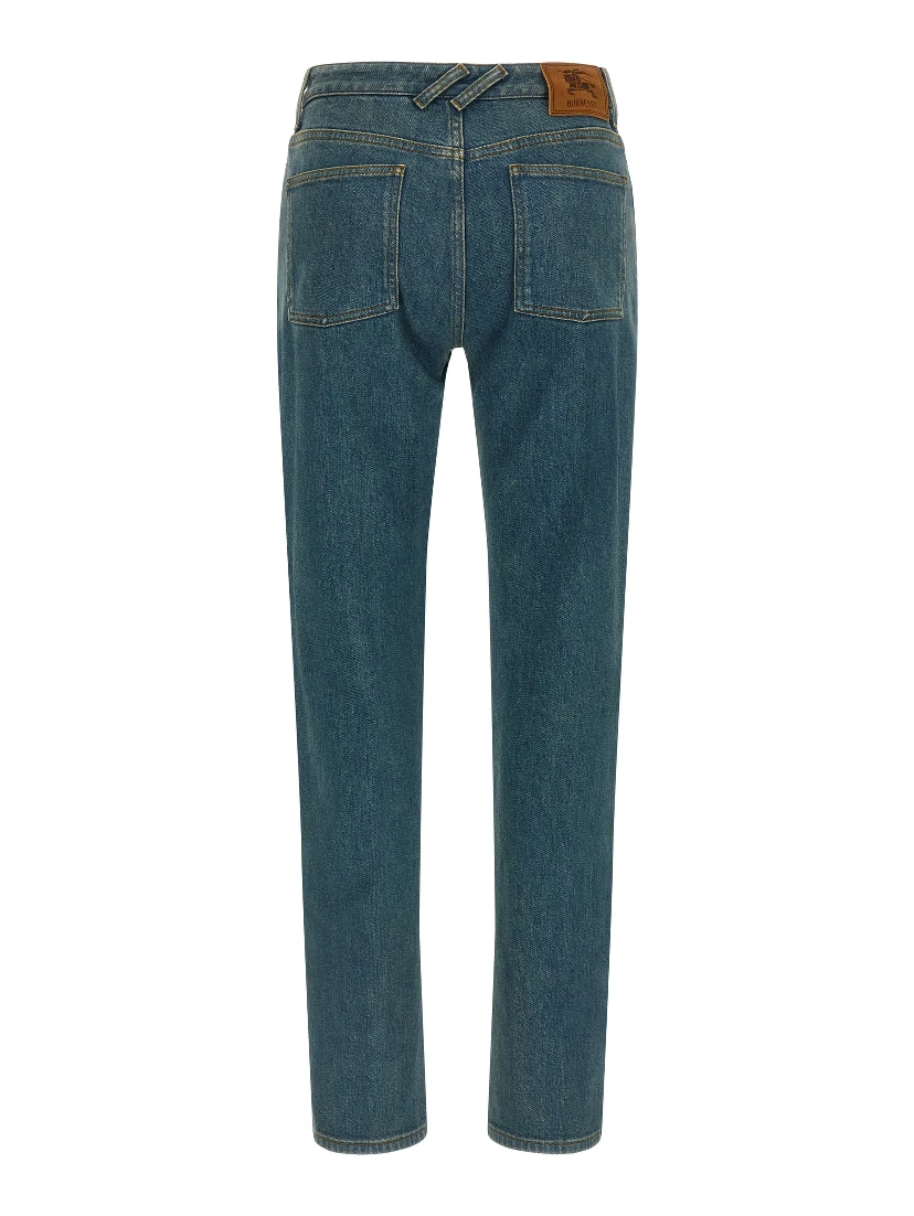 Blue Cotton Straight-Leg Jeans