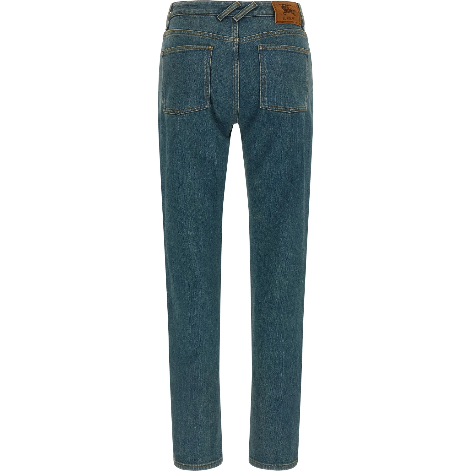 Blue Cotton Straight-Leg Jeans