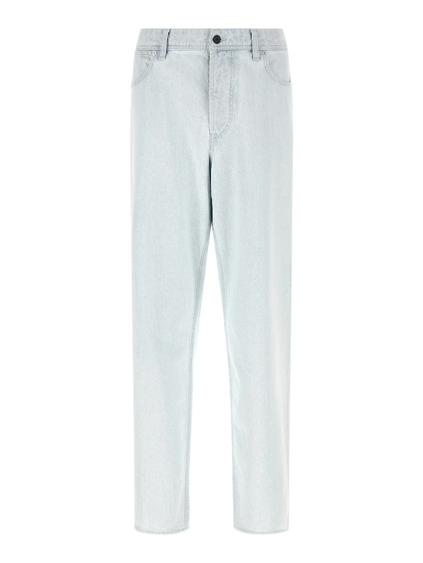 Blue Cotton Straight-Leg Jeans