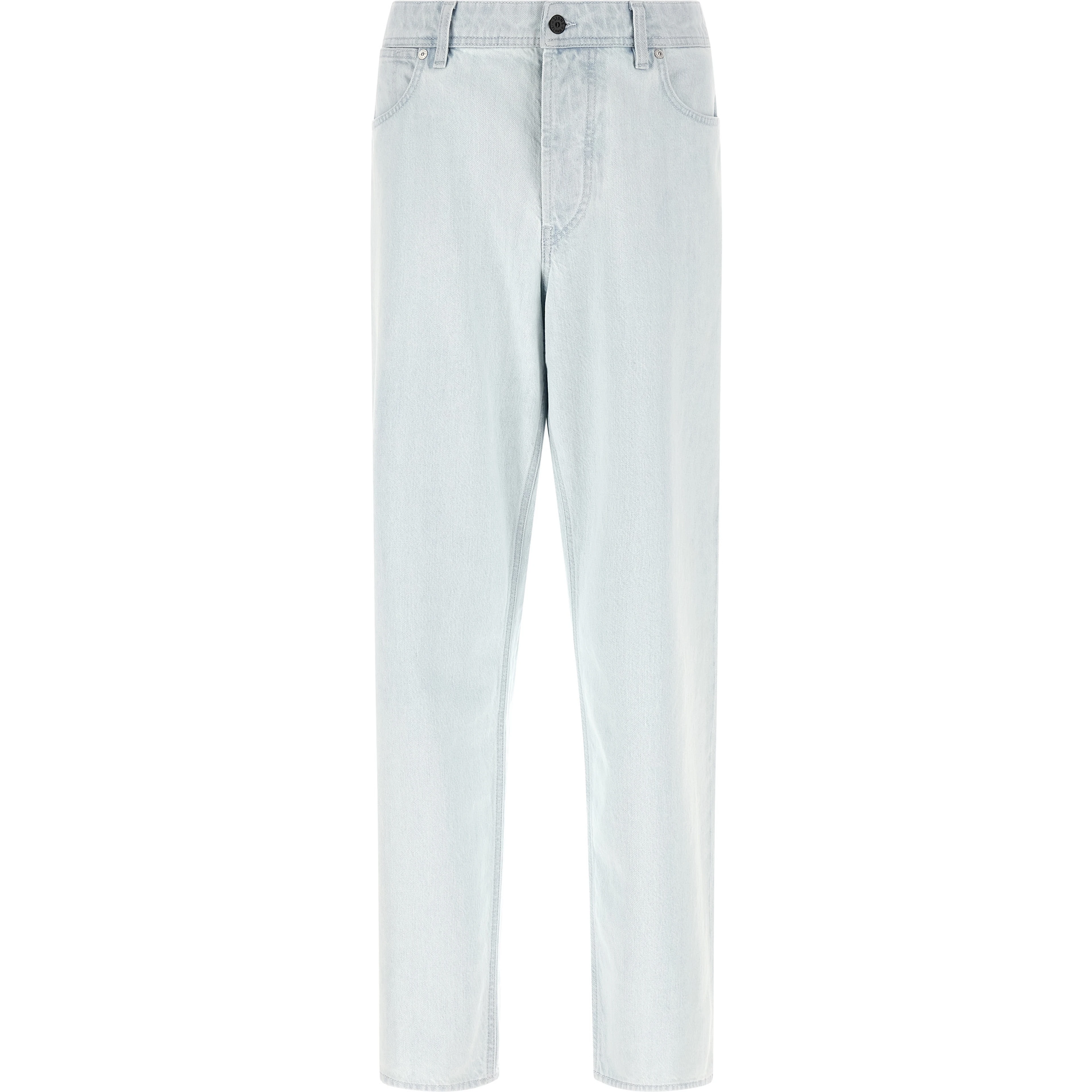 Blue Cotton Straight-Leg Jeans