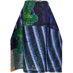 Blue Polyester Midi Skirt