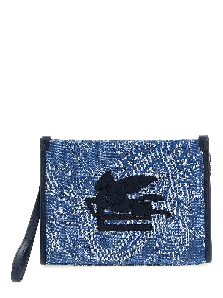 Blue Cotton Clutch Bag