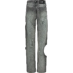 Gray Cotton Straight-Leg Jeans