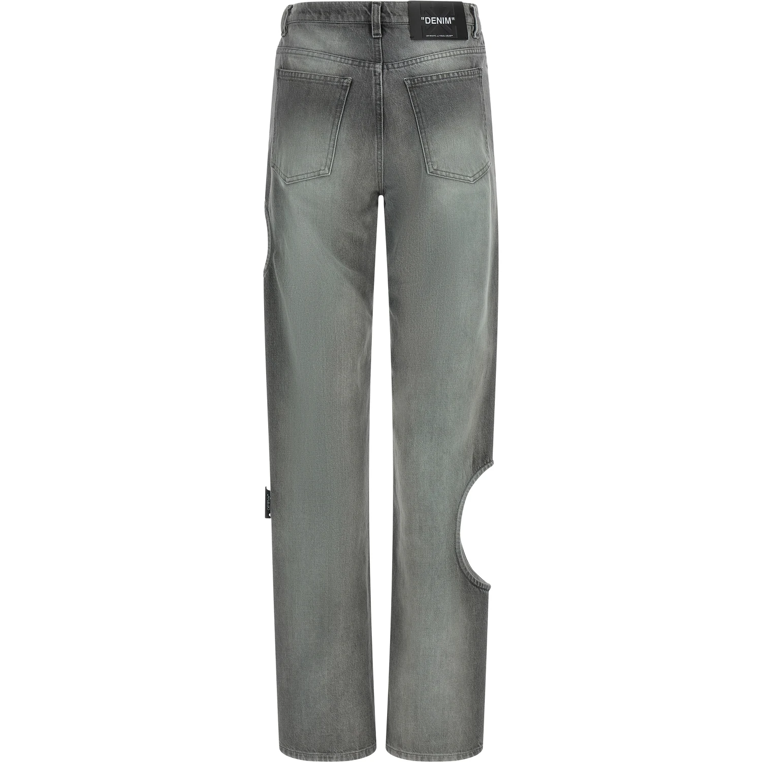 Gray Cotton Straight-Leg Jeans