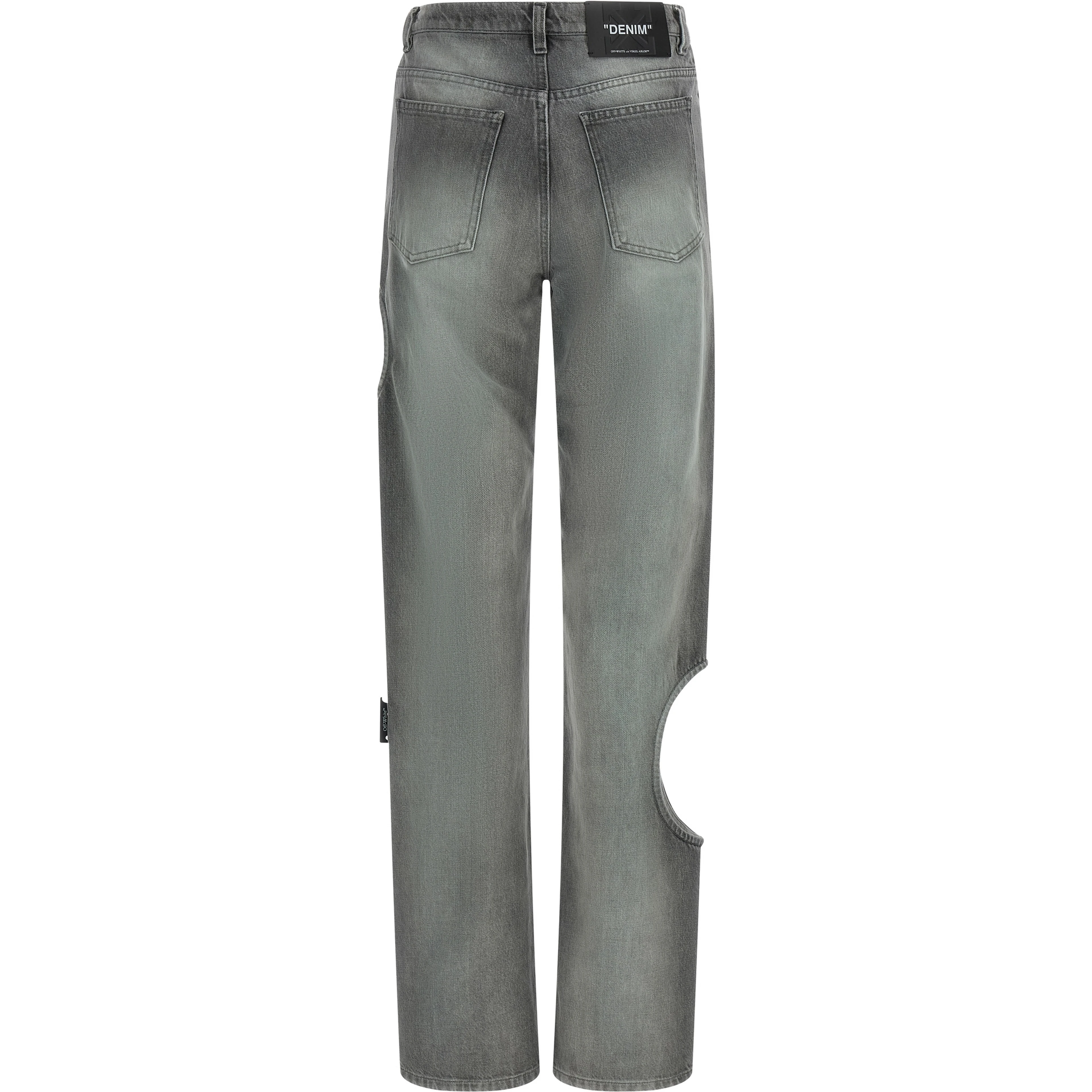 Gray Cotton Straight-Leg Jeans