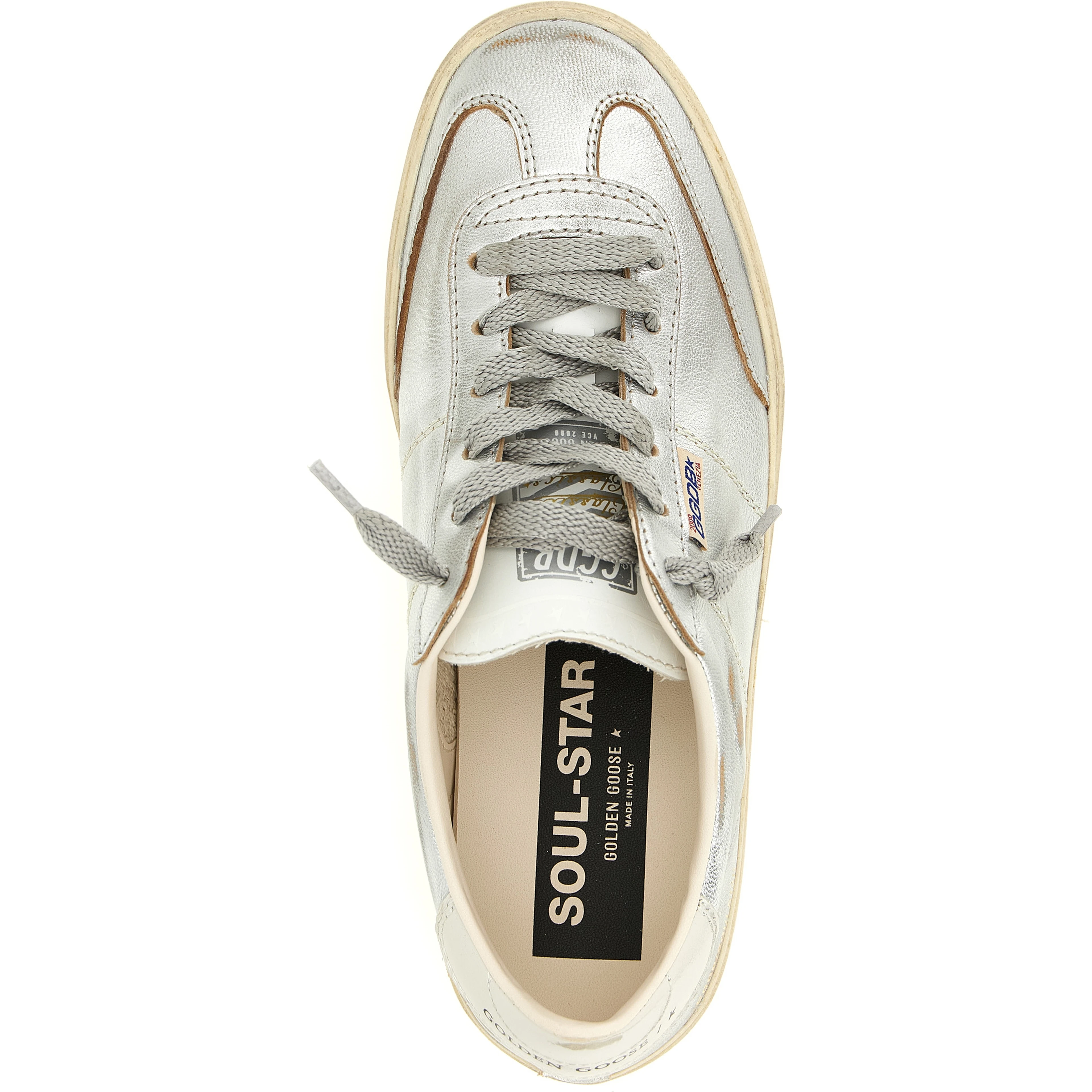Silver Cowhide Low Top Sneakers