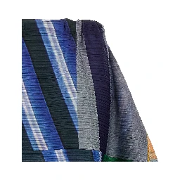 Blue Polyester Midi Skirt