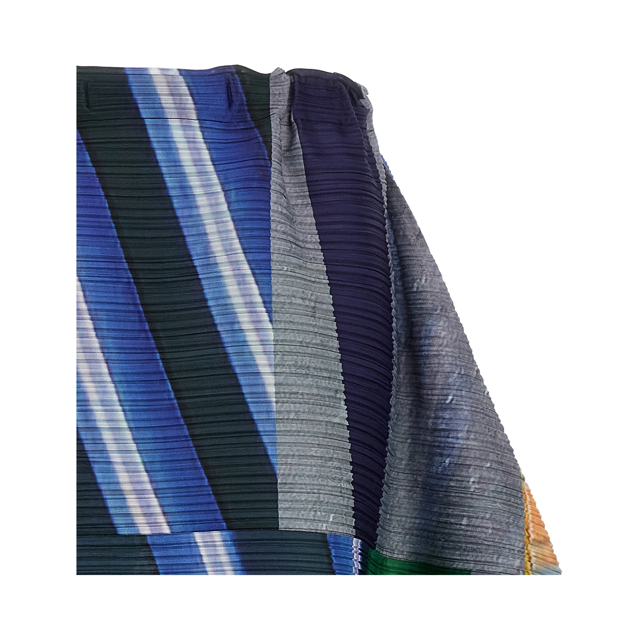 Blue Polyester Midi Skirt
