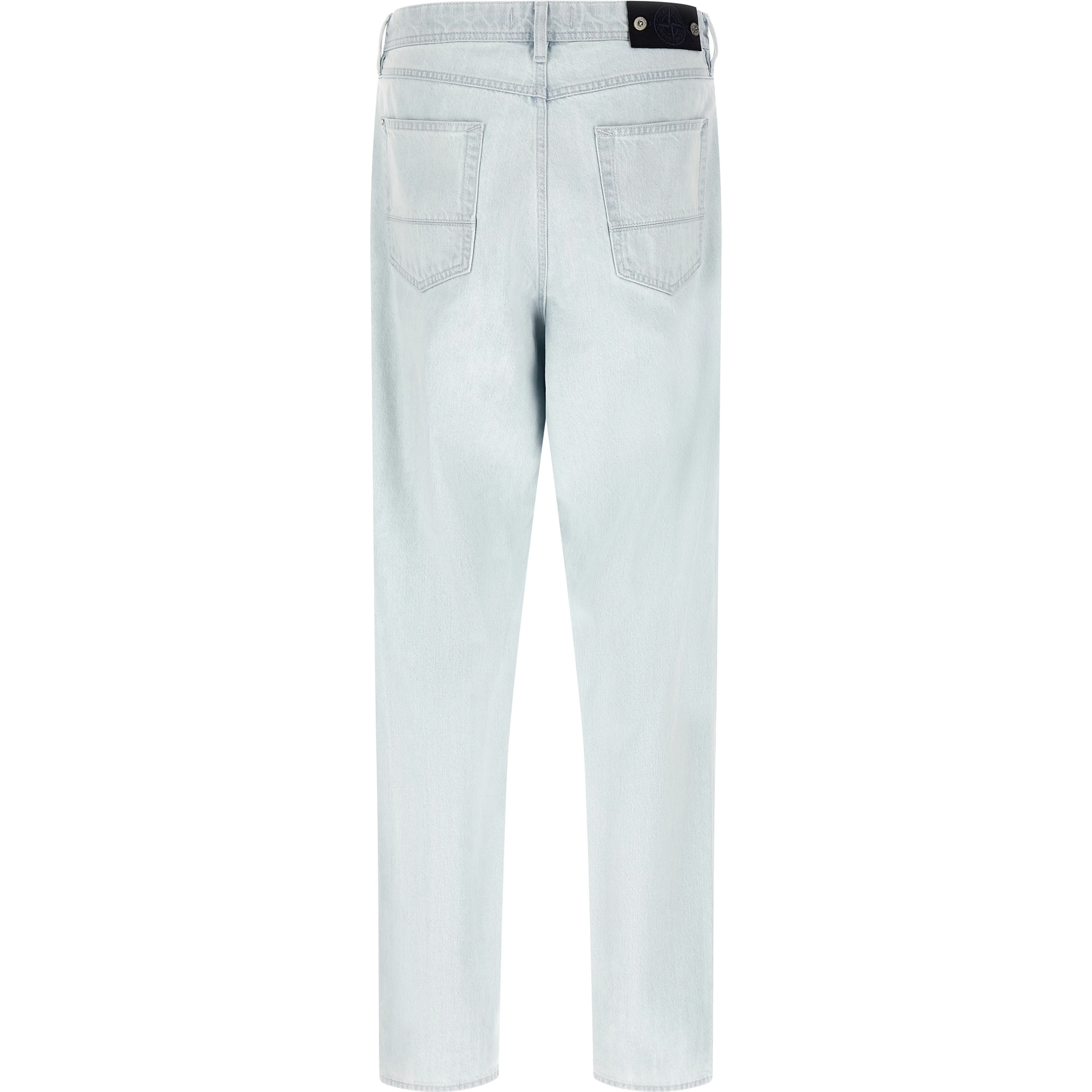 Blue Cotton Straight-Leg Jeans