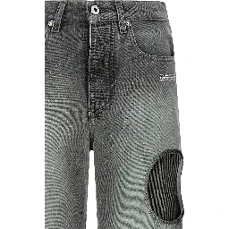 Gray Cotton Straight-Leg Jeans