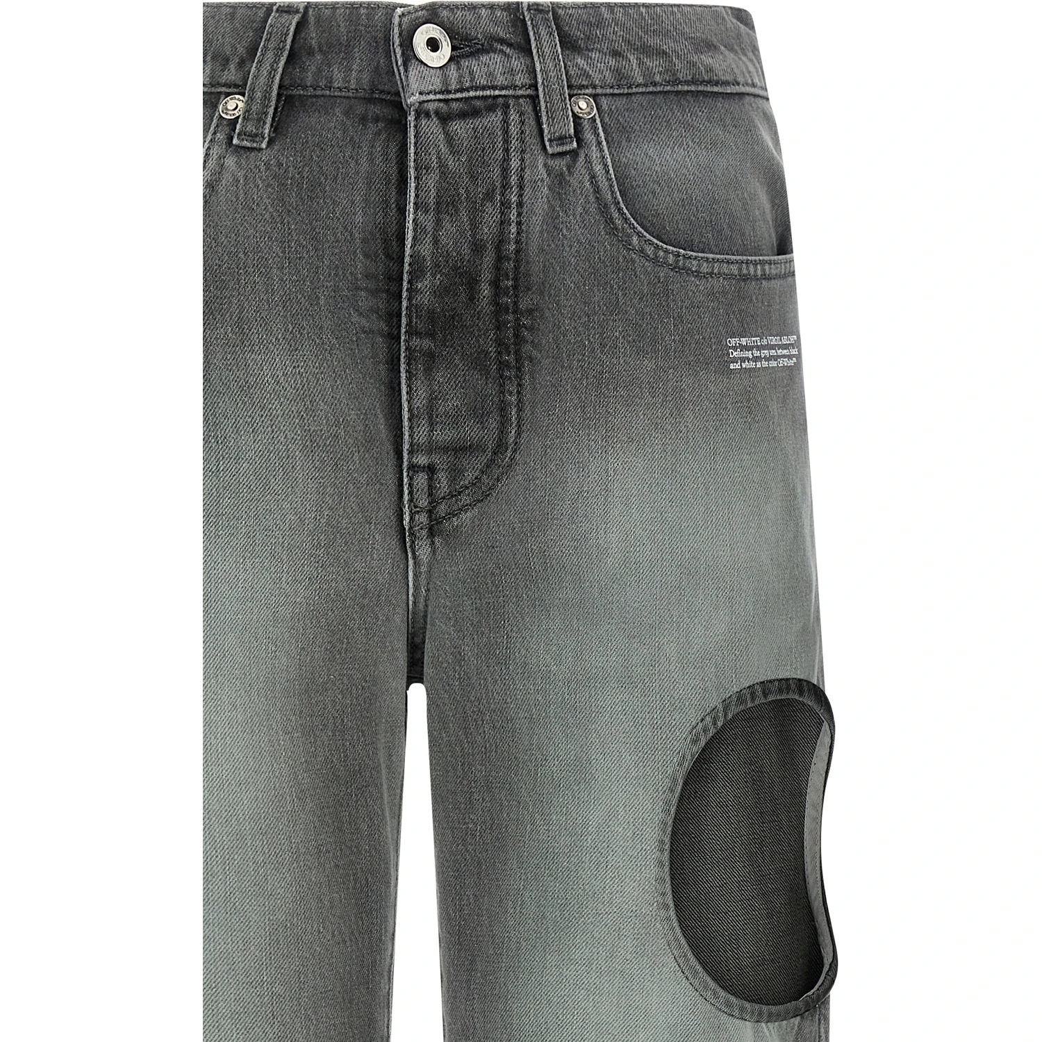 Gray Cotton Straight-Leg Jeans