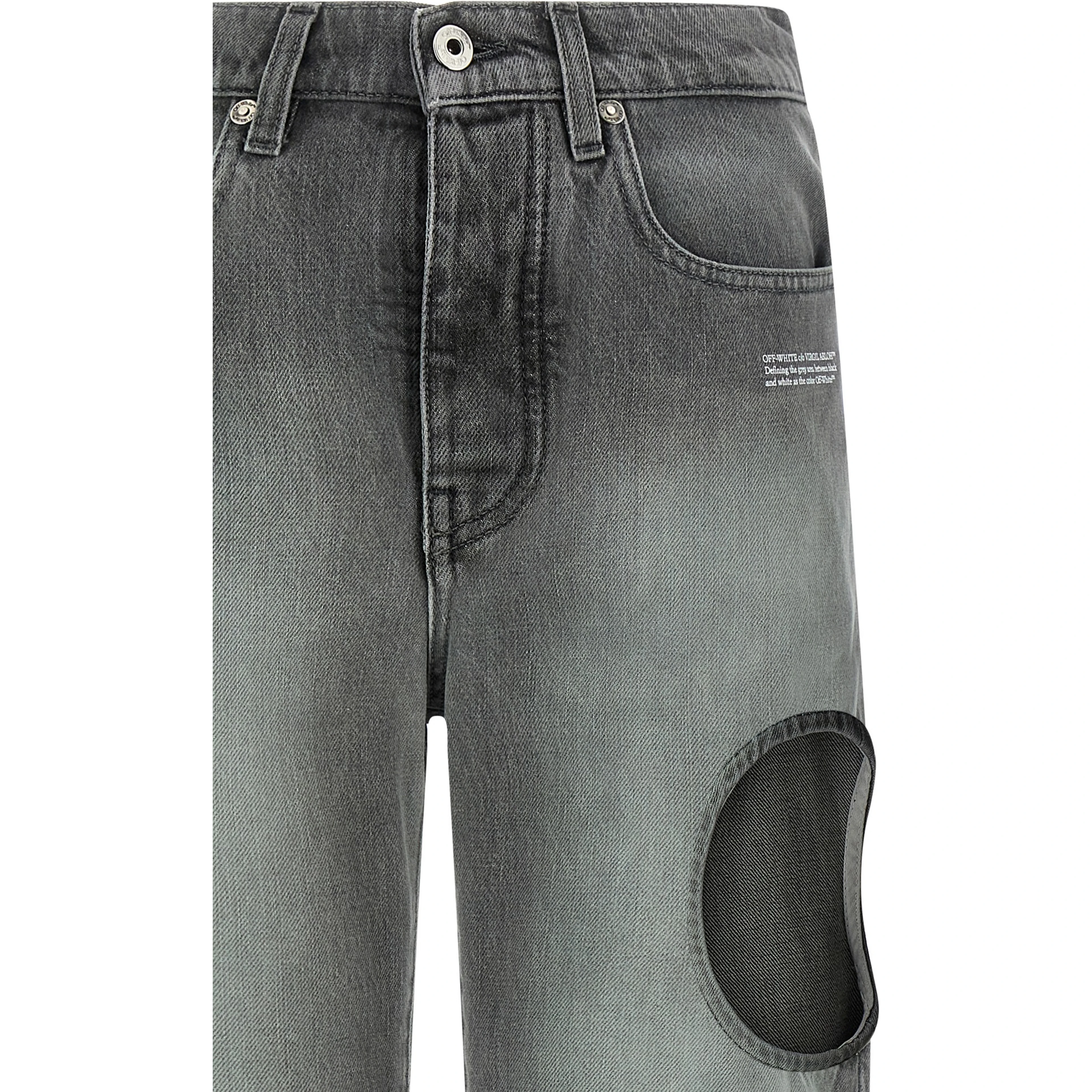 Gray Cotton Straight-Leg Jeans