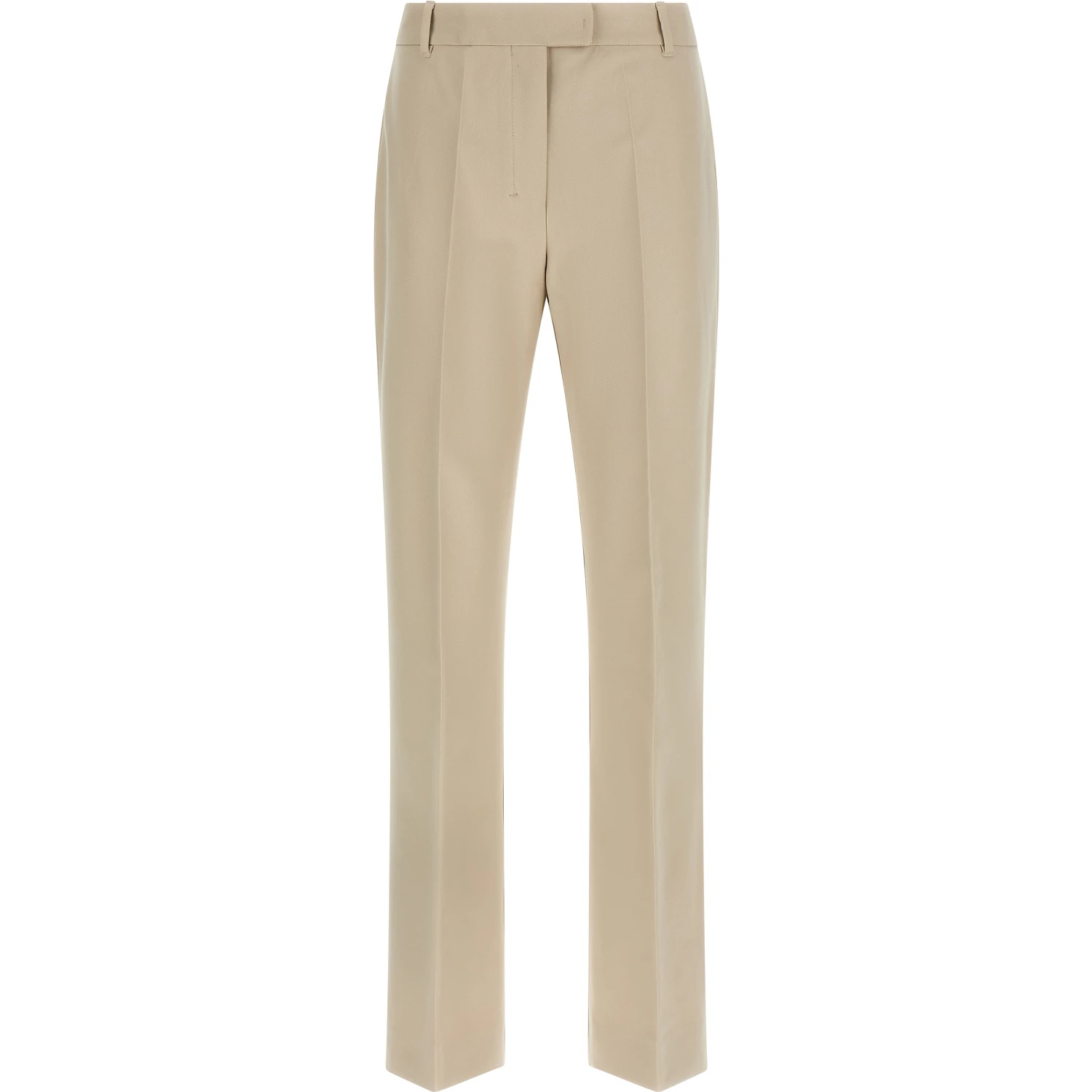 Beige Cotton Cropped Pants