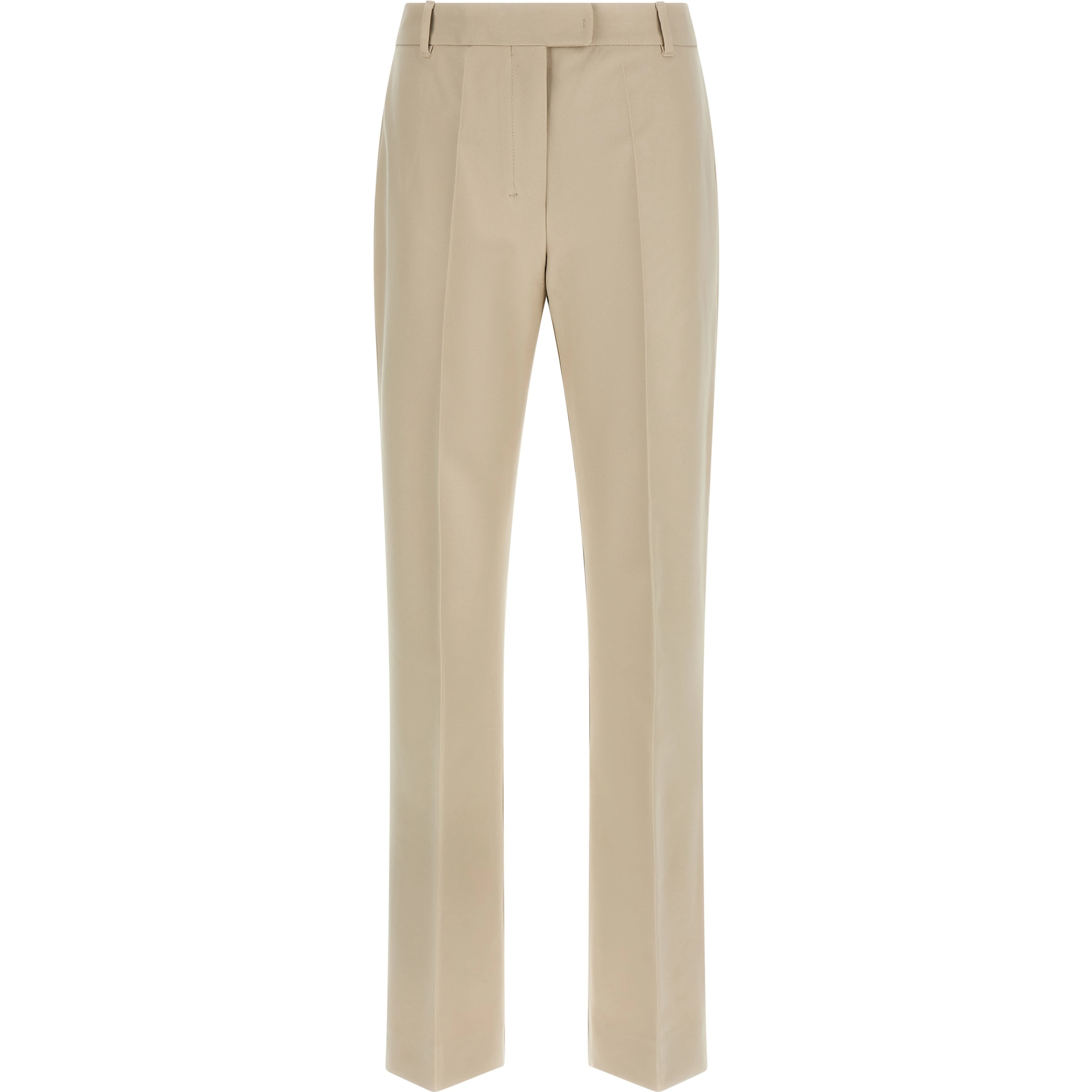 Beige Cotton Cropped Pants