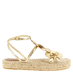 Gold Leather Flat Sandals