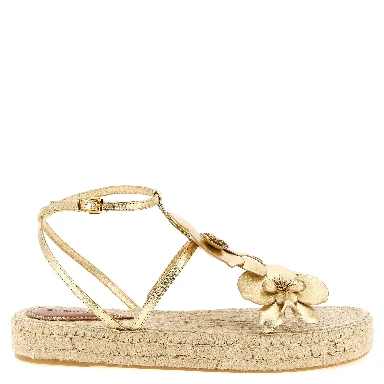 Gold Leather Flat Sandals