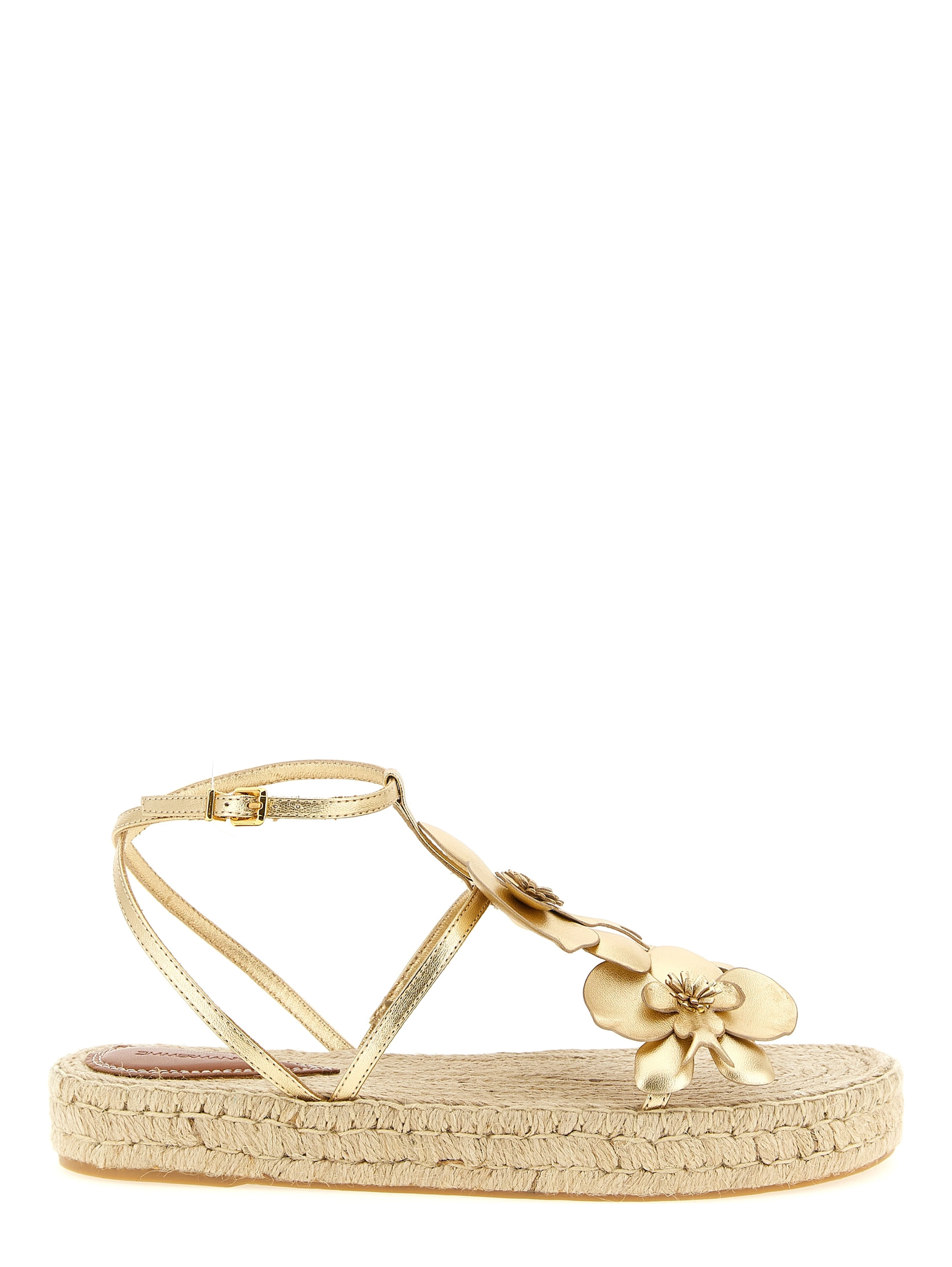 Gold Leather Flat Sandals