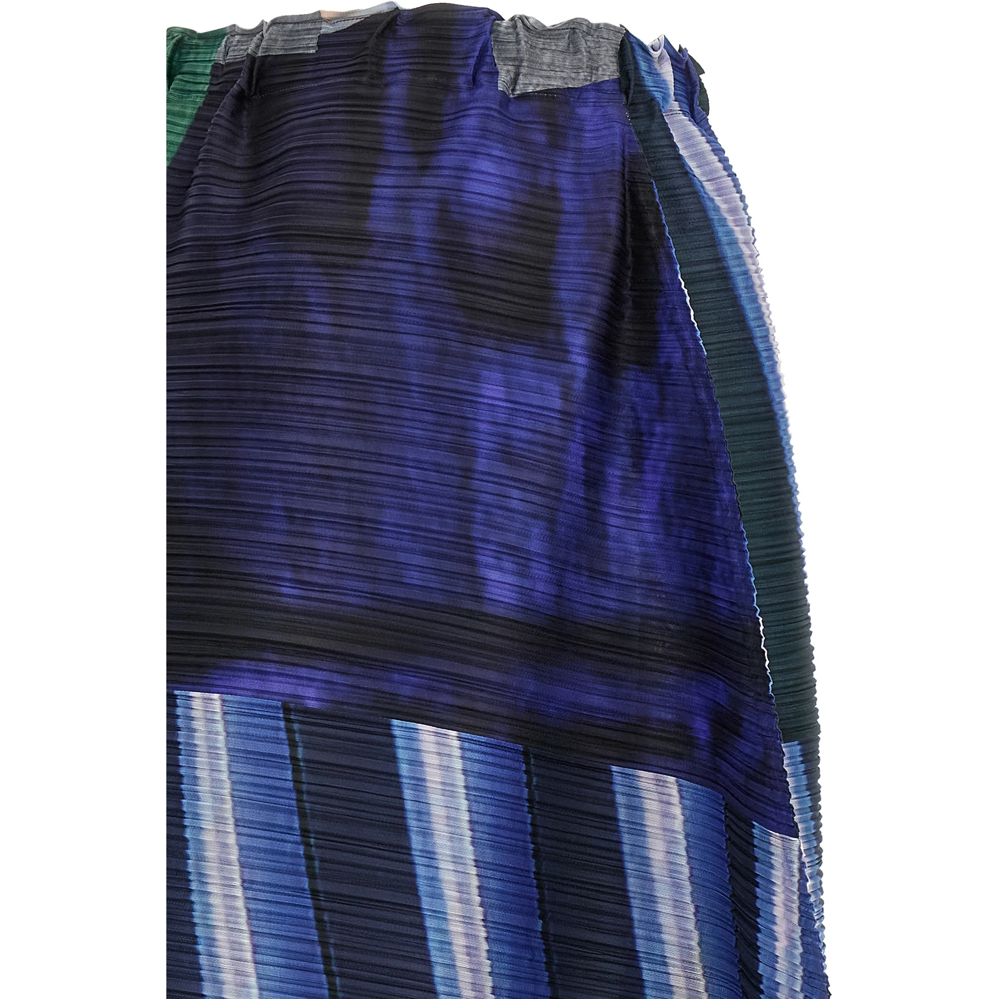 Blue Polyester Midi Skirt