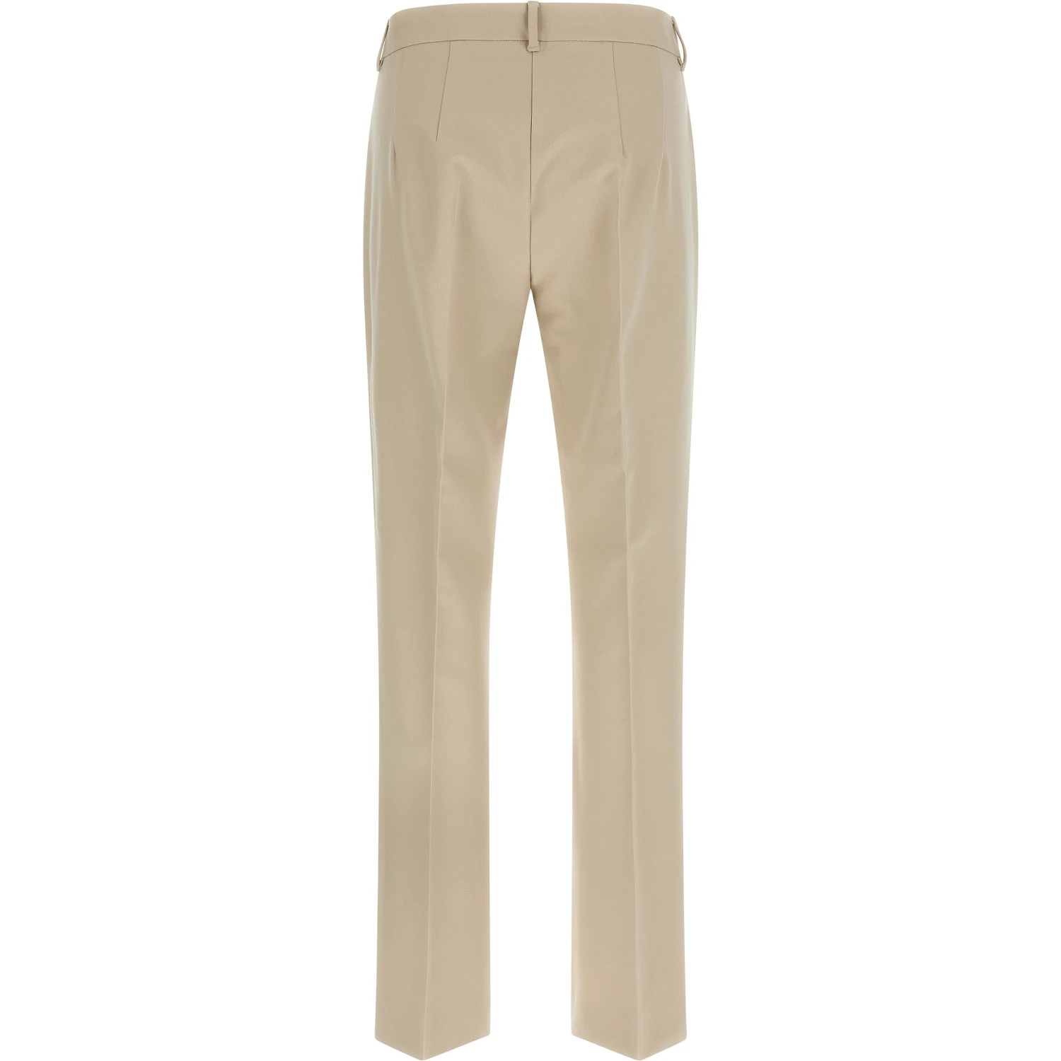 Beige Cotton Cropped Pants